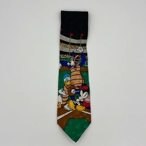 Vintage Disney silk tie Mickey Baseball